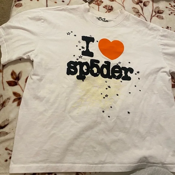 White and Red 'I Love Sp5der' Unisex T-Shirt - Picture 4 of 8